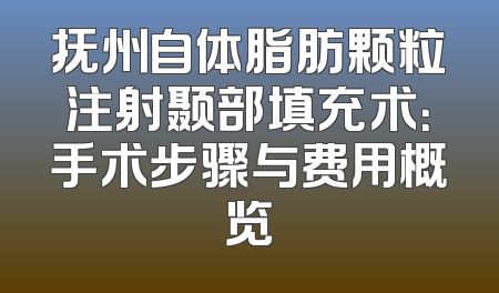 抚州自体脂肪颗粒注射颞部填充术：手术步骤与费用概览