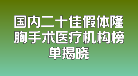 国内二十佳假体隆胸手术医疗机构榜单揭晓