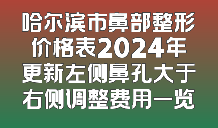 哈尔滨市鼻部整形价格表2024年更新左侧鼻孔大于右侧调整费用一览