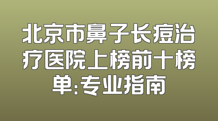北京市鼻子长痘治疗医院上榜前十榜单：专业指南