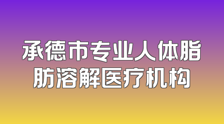 承德市专业人体脂肪溶解医疗机构