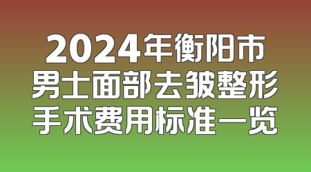 2024年衡阳市男士面部去皱整形手术费用标准一览