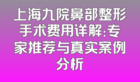 上海九院鼻部整形手术费用详解：专家推荐与真实案例分析