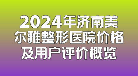 2024年济南美尔雅整形医院价格及用户评价概览