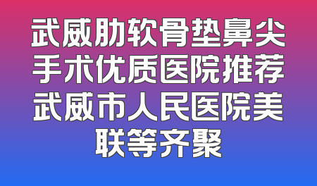 武威肋软骨垫鼻尖手术优质医院推荐武威市人民医院美联等齐聚