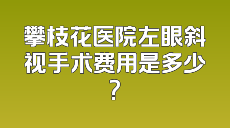 攀枝花医院左眼斜视手术费用是多少？