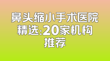 鼻头缩小手术医院精选：20家机构推荐
