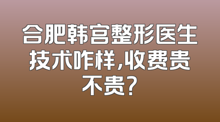 合肥韩宫整形医生技术咋样，收费贵不贵？