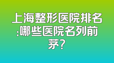 上海整形医院排名：哪些医院名列前茅？