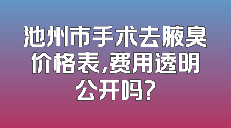 池州市手术去腋臭价格表，费用透明公开吗？