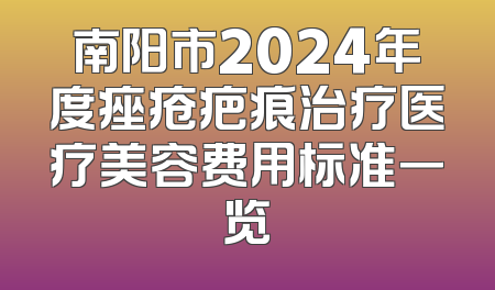 南阳市2024年度痤疮疤痕治疗医疗美容费用标准一览