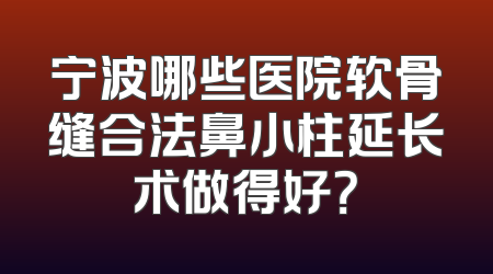 宁波哪些医院软骨缝合法鼻小柱延长术做得好？