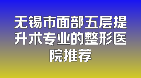 无锡市面部五层提升术专业的整形医院推荐