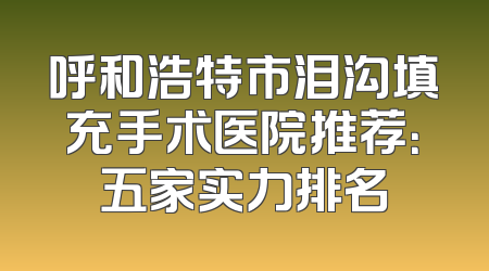 呼和浩特市泪沟填充手术医院推荐：五家实力排名