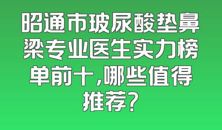 昭通市玻尿酸垫鼻梁专业医生实力榜单前十，哪些值得推荐？