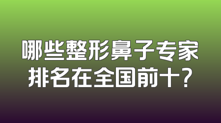 哪些整形鼻子专家排名在全国前十？