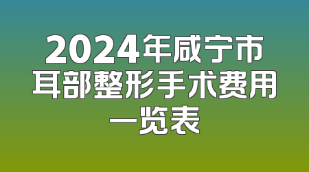 2024年咸宁市耳部整形手术费用一览表