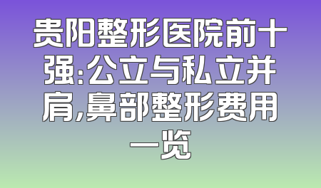 贵阳整形医院前十强：公立与私立并肩，鼻部整形费用一览