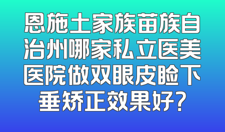恩施土家族苗族自治州哪家私立医美医院做双眼皮睑下垂矫正效果好？