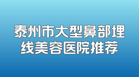 泰州市大型鼻部埋线美容医院推荐