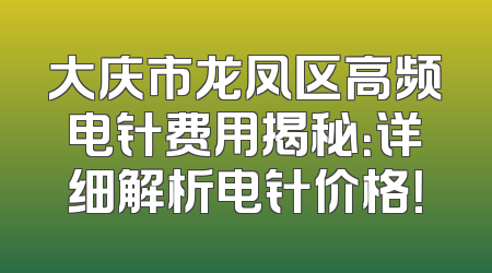 大庆市龙凤区高频电针费用揭秘：详细解析电针价格！
