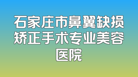 石家庄市鼻翼缺损矫正手术专业美容医院