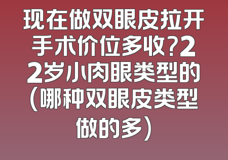 现在做双眼皮拉开手术价位多收？22岁小肉眼类型的(哪种双眼皮类型做的多)