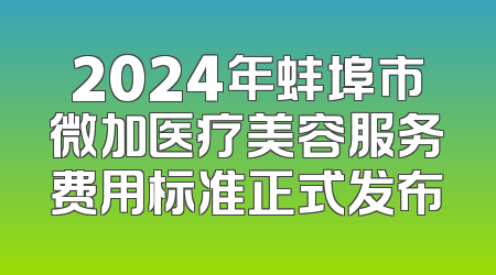 2024年蚌埠市微加医疗美容服务费用标准正式发布