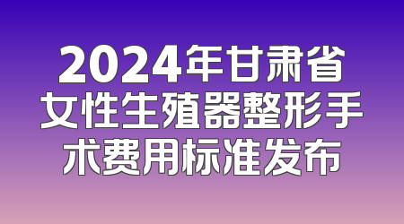 2024年甘肃省女性生殖器整形手术费用标准发布