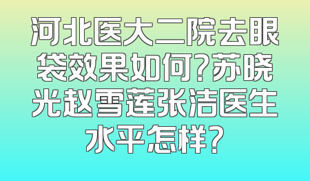 河北医大二院去眼袋效果如何？苏晓光赵雪莲张洁医生水平怎样？