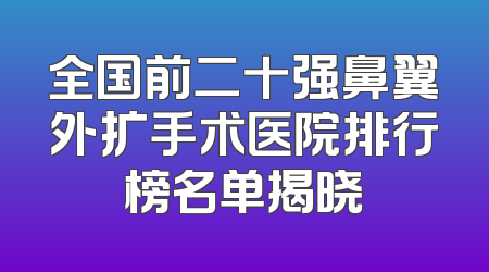 全国前二十强鼻翼外扩手术医院排行榜名单揭晓
