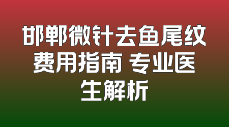 邯郸微针去鱼尾纹费用指南 专业医生解析