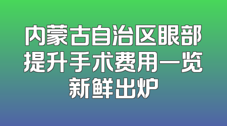 内蒙古自治区眼部提升手术费用一览新鲜出炉