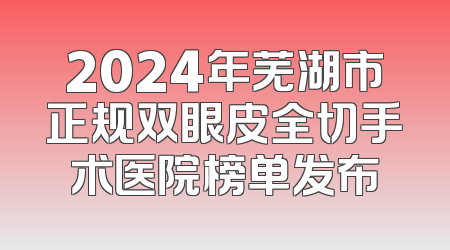 2024年芜湖市正规双眼皮全切手术医院榜单发布