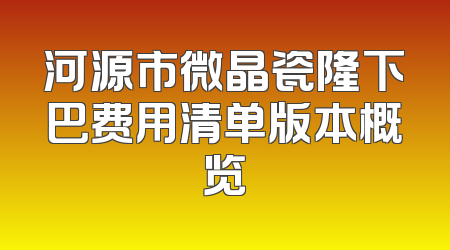 河源市微晶瓷隆下巴费用清单版本概览