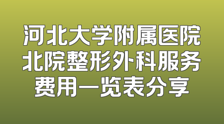 河北大学附属医院北院整形外科服务费用一览表分享