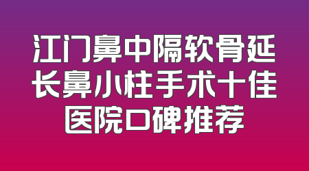 江门鼻中隔软骨延长鼻小柱手术十佳医院口碑推荐