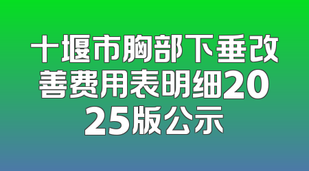 十堰市胸部下垂改善费用表明细2025版公示