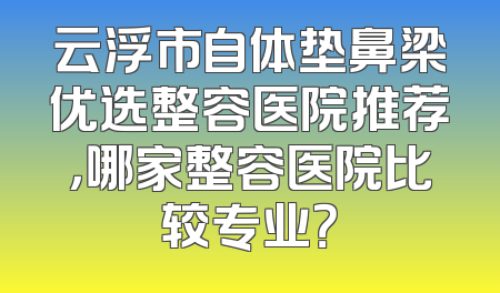 云浮市自体垫鼻梁优选整容医院推荐，哪家整容医院比较专业？