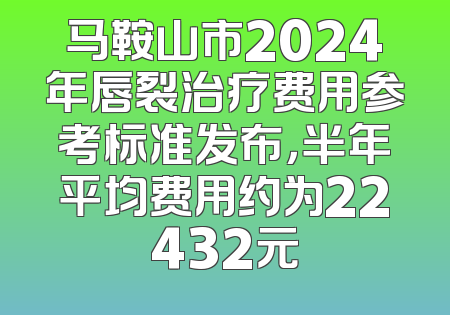 马鞍山市2024年唇裂治疗费用参考标准发布，半年平均费用约为22432元