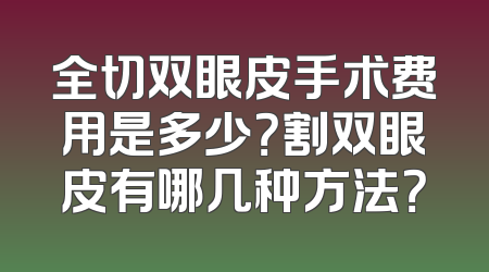 全切双眼皮手术费用是多少？割双眼皮有哪几种方法？