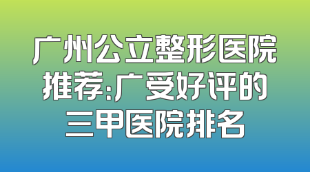 广州公立整形医院推荐：广受好评的三甲医院排名