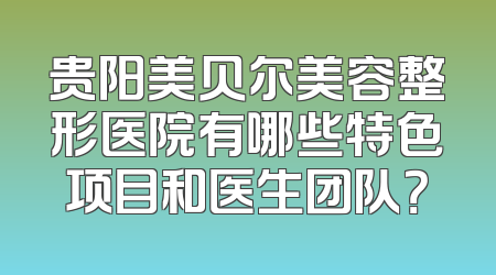 贵阳美贝尔美容整形医院有哪些特色项目和医生团队？