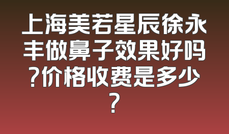 上海美若星辰徐永丰做鼻子效果好吗？价格收费是多少？