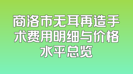 商洛市无耳再造手术费用明细与价格水平总览