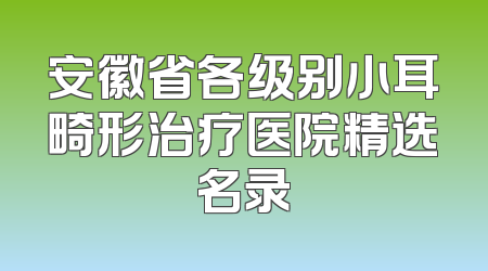 安徽省各级别小耳畸形治疗医院精选名录