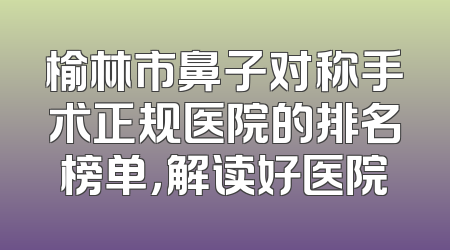 榆林市鼻子对称手术正规医院的排名榜单，解读好医院
