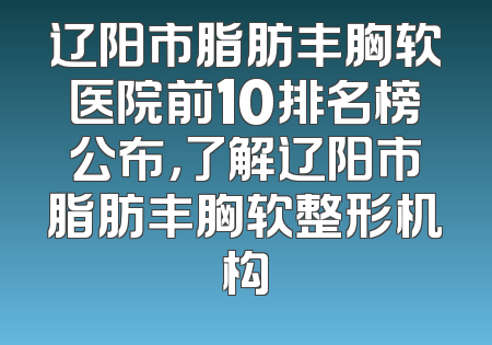 辽阳市脂肪丰胸软医院前10排名榜公布，了解辽阳市脂肪丰胸软整形机构