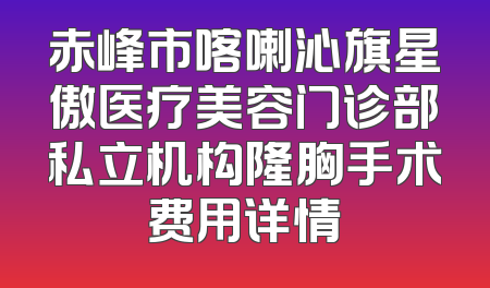 赤峰市喀喇沁旗星傲医疗美容门诊部私立机构隆胸手术费用详情