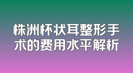 株洲杯状耳整形手术的费用水平解析